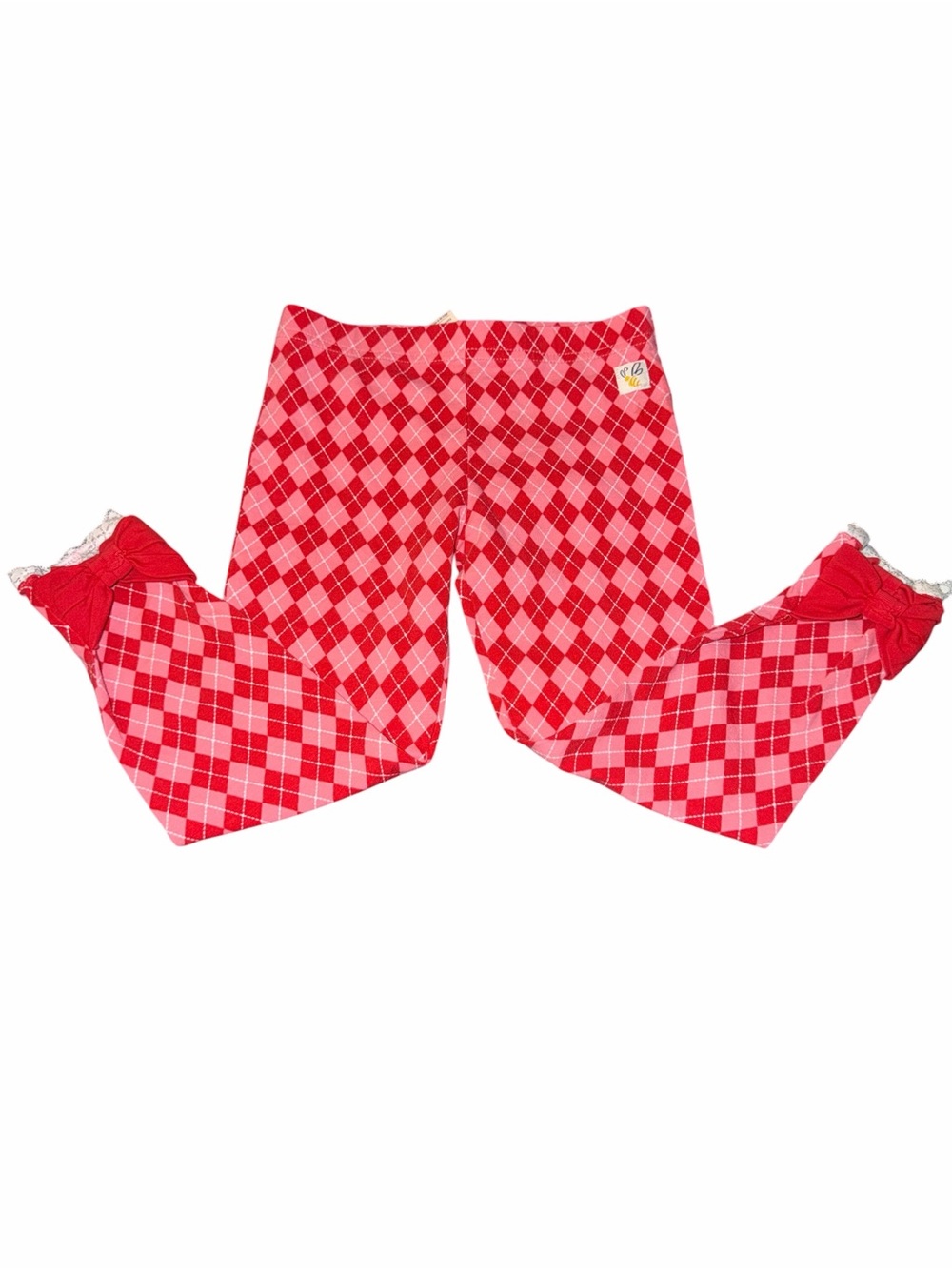 Kids Red Argyle Pants- Wild Flowers